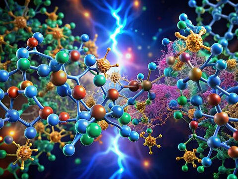 Microscopic Ion Channel Gates at Night, Illuminated  Cellular Biology Abstract