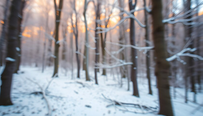 Fototapeta premium blurred winter forest, vibrant. isolated with white shades