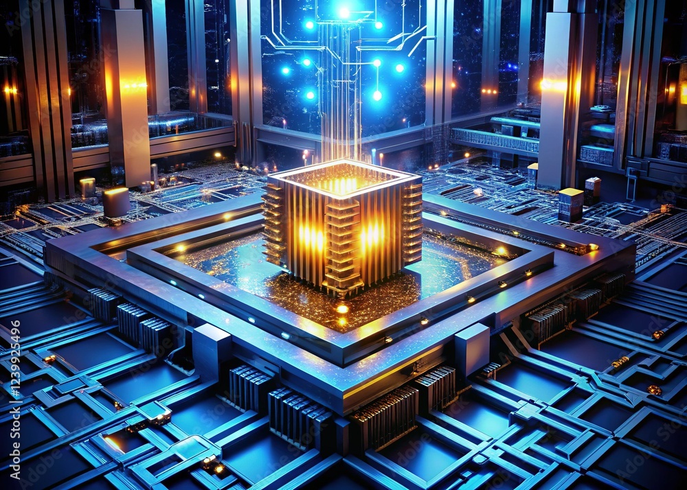Aufkleber quantum computing revolutionizes machine learning: minimalist abstract data visualization