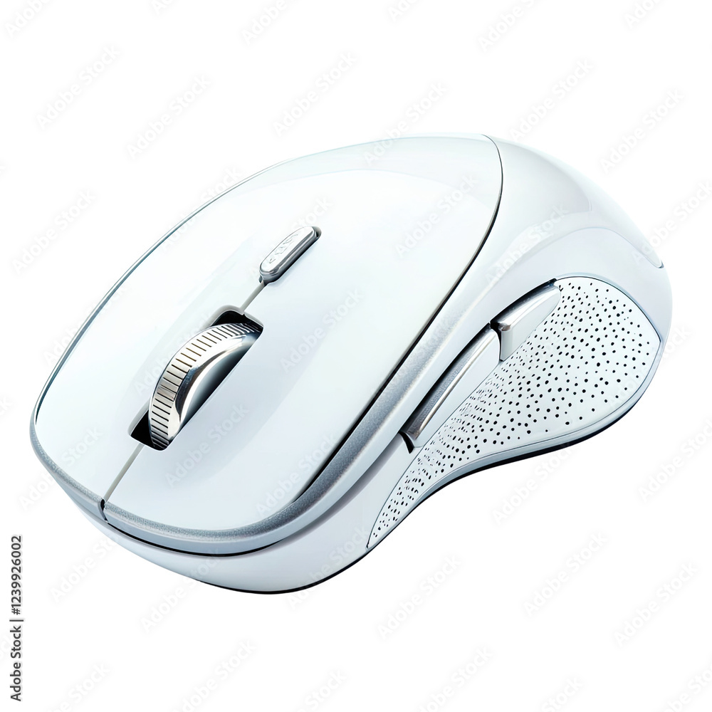 Poster wireless computer mouse with ergonomic design and sleek white finish, ideal for office use and gamin