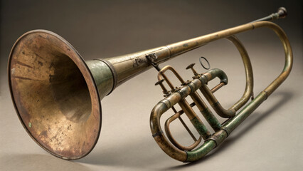 Obraz premium Antique brass instrument with unique design and patina