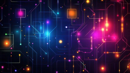 Abstract glowing circuit board; digital technology background; website banner