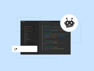 AI coding assistant tools powering generative AI for mobile app development. Smart AI-powered coding solutions enhancing programming, automation and software creation with advanced machine learning