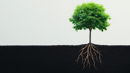 tree with roots and copy space