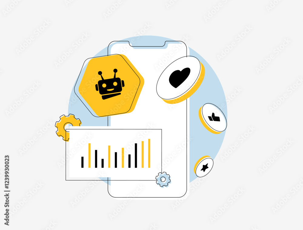 Poster ai tools optimize social media analytics, monitoring engagement and trends. artificial intelligence 
