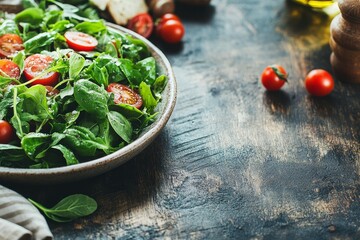 Fresh Veggie Salad on Rustic Wooden Table