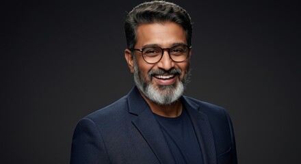 Obraz premium Portrait of a handsome older businessman on dark background