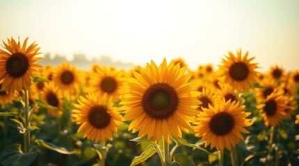 Obraz premium sunflower field with sky