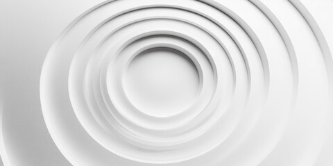 Obraz premium Abstract Minimalist Concentric White Circles with Soft Lighting Background Pattern Wallpaper