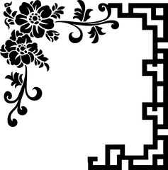 Chinese flower ornament border