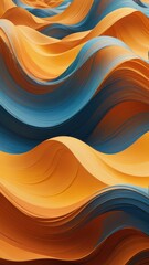 Fototapeta premium an abstract image with wavy lines in shades of orange, yellow, and blue, resembling a flowing pattern.
