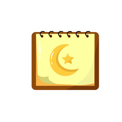 Illustration of Moon and Star on Calendar