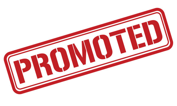 promoted red stamp text vector