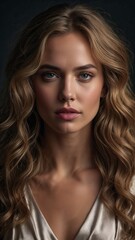 Fototapeta premium Close-Up Portrait of an Elegant Woman with Realistic Skin Texture