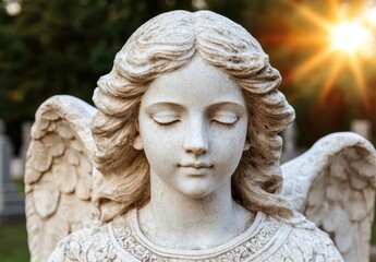 Obraz premium Serene angel statue with closed eyes