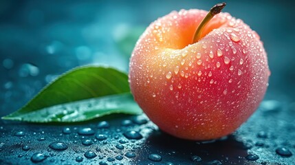 Dewy plum, dark background, close-up, food photography