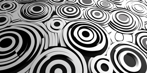 Fototapeta premium Minimalist Black and White Abstract Pattern with Concentric Circles Symmetrical Design