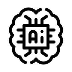 Fototapeta premium AI Brain line icon