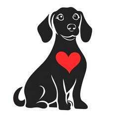 Fototapeta premium there is a black dog with a red heart on it