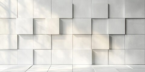 Glossy White Cube Blocks Grid Pattern Background Wallpaper Full Frame Flat Lay Design