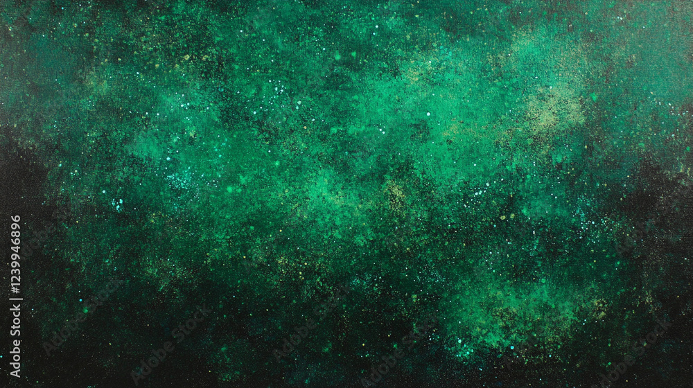 Poster dark green-blue grainy gradient background with a black backdrop, featuring a noise texture effect. 