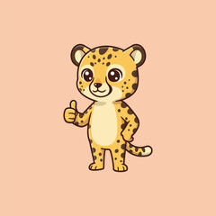 Cute Cheetah Cartoon Thumbs Up Illustration