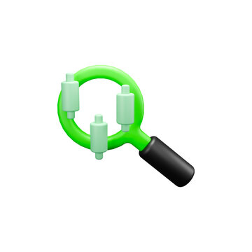 3D Angled Green Magnifying Glass Icon