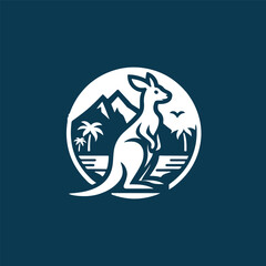 Kangaroo Tourism Travel Logo