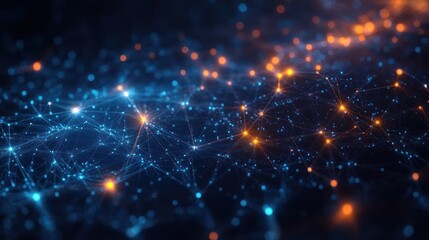 Futuristic Network Visualization of Digital Connectivity and AI Technology with Interconnected Lines and Dots