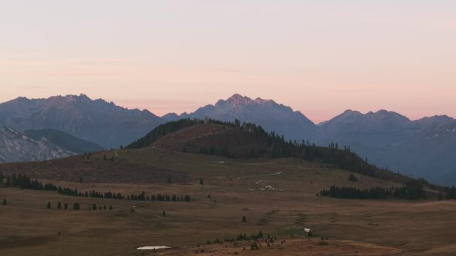Asiago Plateau With Aquila Vaia di Marcesina In Grigno, Trento, Italy. - wide shot