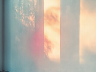 Frosted Glass Window with Soft Sunlight and Dreamy Bokeh Effects for Product Presentation and Mockup Background