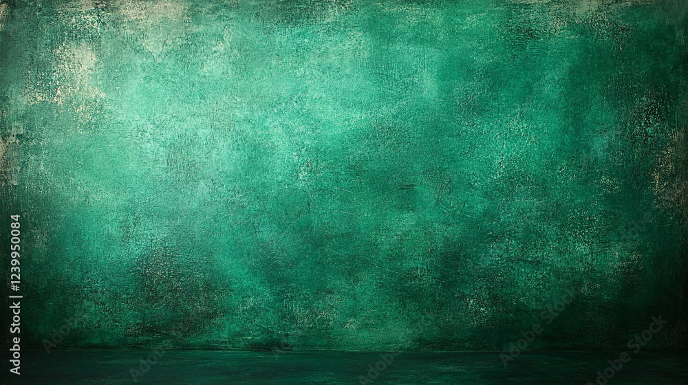 Poster dark green-blue grainy gradient background with a black backdrop, featuring a noise texture effect. 