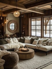 Cozy Rustic Living Room With Winter View