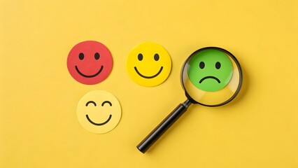 Smiley Face & Magnifying Glass Happiness & Mood Selection V5