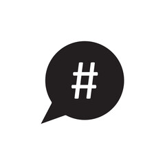 Hashtag icon in speech bubble. vector flat black simple trendy style illustration for web and for app..eps