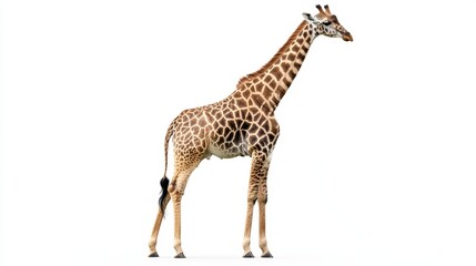 Giraffe standing on a white background isolated wallpaper background photo wild life concept day.