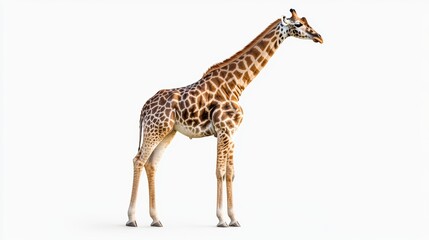 Naklejka premium Giraffe standing on a white background isolated wallpaper background photo wild life concept day.