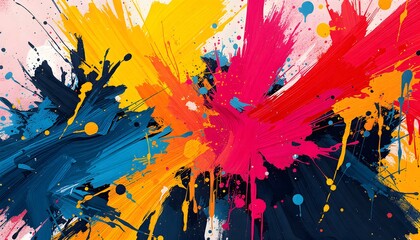 Vibrant Colorful Paint Splatter Abstract Art Explosion Design