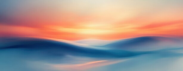 Fototapeta premium Abstract Soft Landscape Background Serenity Dreamy Pastel Colors Light Flowing Curves Elegant Design