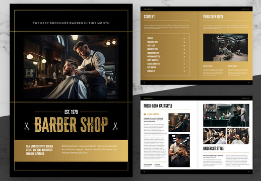 Black And Beige Barber Shop Brochure