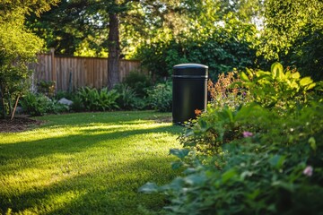 Obraz premium Green Bin in Serene Garden Setting with Natural Light