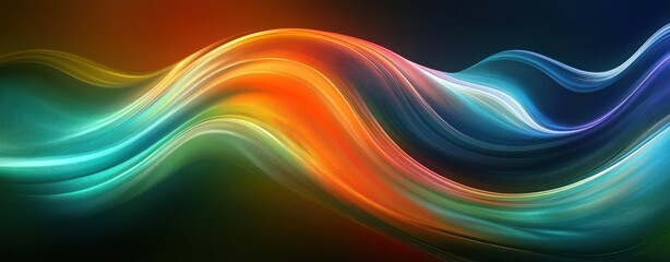 Fototapeta premium Abstract Fluid Waves Background in Green Blue and Orange