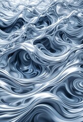 Abstract Silver Liquid Swirling Waves Design