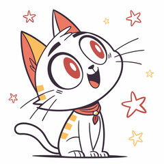 Cartoon cat icon with white background