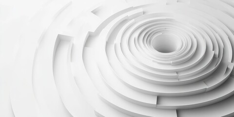 Fototapeta premium Abstract Minimalist White Concentric Circles with Soft Shadows and Natural Light for Wallpaper Background
