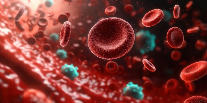 Macro Shot of Bacteria Among Red Blood Cells in Plasma Environment Sepsis Blood Poisoning Medical Concept