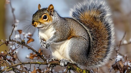 Obraz premium Majestic Grey Squirrel in Winter Wonderland