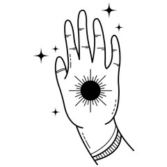 Celestial Mystic Element with Doodle Design Pattern. Vector Illustration.