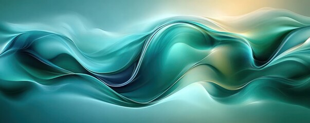 Obraz premium Teal and Green Abstract Waves Background