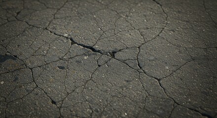 Obraz premium Cracked Asphalt Road Surface Texture Detailed Close Up of Weathered Pavement